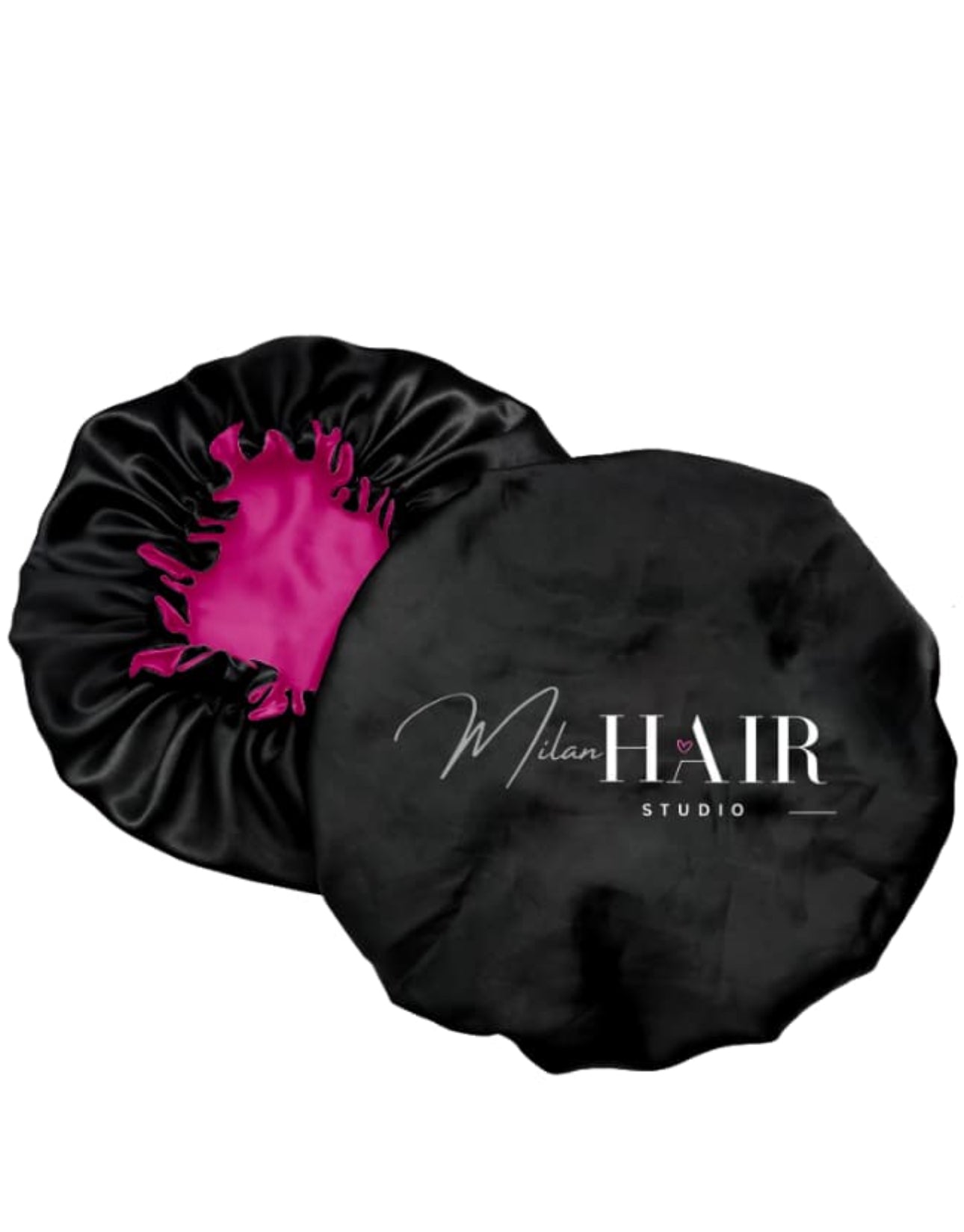 Black Silk Bonnet with Pretty Pink Pop Inside